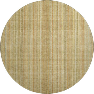 HomeRoots 8' Wheat Gold & Beige Striped Round Rug - Washable, UV Protected, Stain Resistant for Home & Outdoor 696251