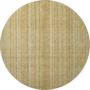 HomeRoots 8' Wheat Gold & Beige Striped Round Rug - Washable, UV Protected, Stain Resistant for Home & Outdoor 696251