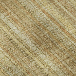 HomeRoots 9' X 12' Washable Wheat Gold & Beige Striped Area Rug with UV Protection - Durable & Stylish Decor 696253