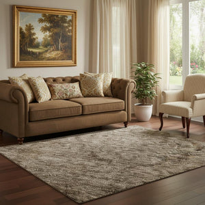 HomeRoots 5' x 8' Brown and Taupe Abstract Area Rug with UV Protection – Durable, Washable, and Stylish for Homes 696256