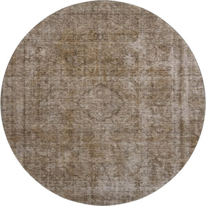 HomeRoots 8' Brown And Taupe Abstract Washable Round Rug - UV Protected, Stain-Resistant, Non-Slip Design! 696257