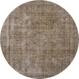 HomeRoots 8' Brown And Taupe Abstract Washable Round Rug - UV Protected, Stain-Resistant, Non-Slip Design! 696257