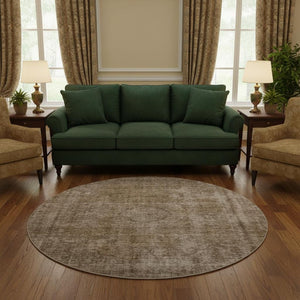 HomeRoots 8' Brown And Taupe Abstract Washable Round Rug - UV Protected, Stain-Resistant, Non-Slip Design! 696257