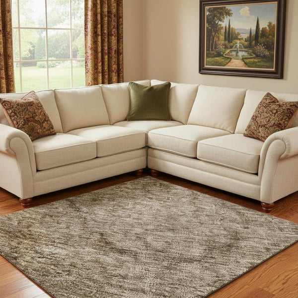 HomeRoots 8' X 10' Contemporary Brown & Taupe Abstract Area Rug - Washable, UV Protected & Stain Resistant 696258