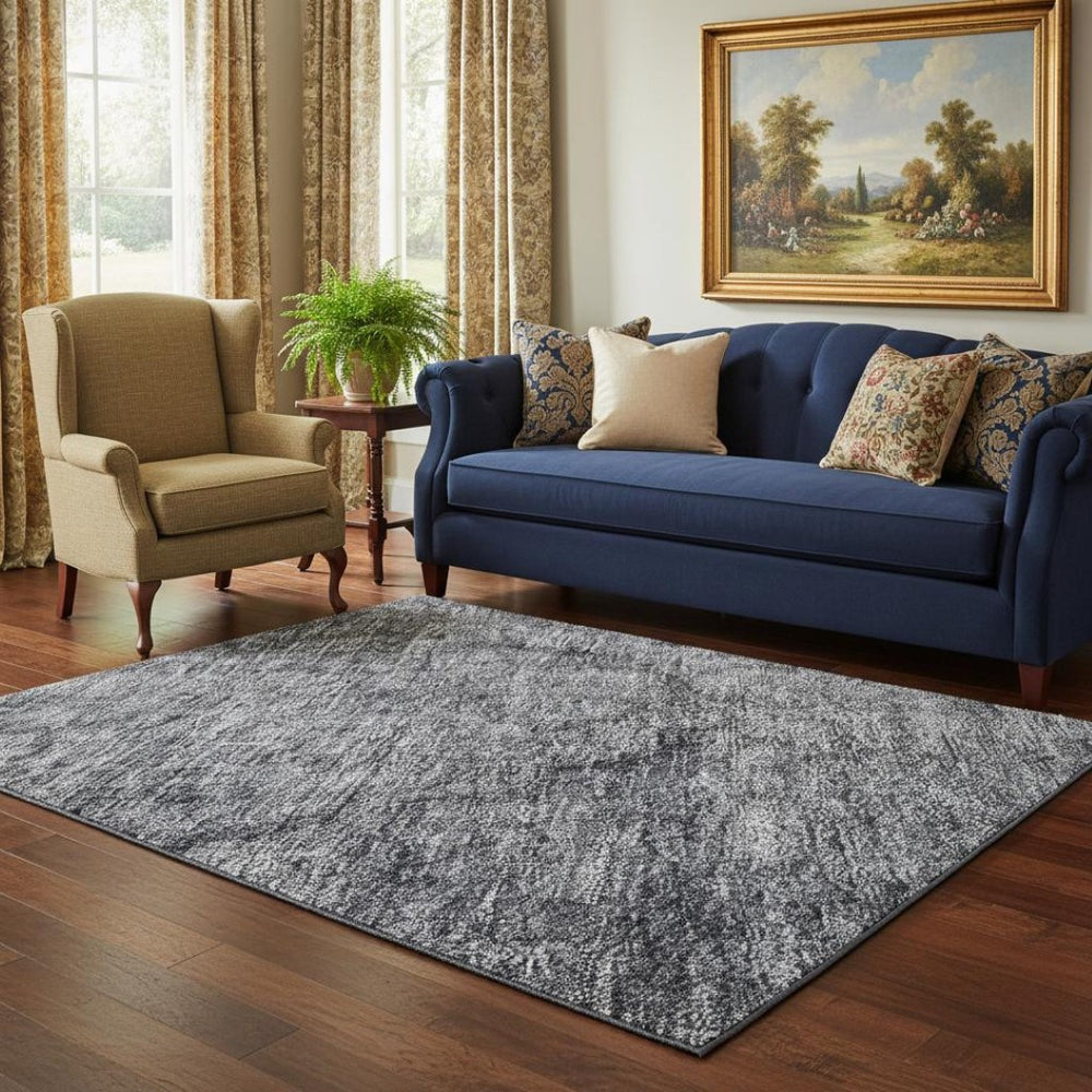 HomeRoots 5' X 8' Washable Blue and Gray Abstract Area Rug – Durable, UV Protected, Perfect for Any Room! 696262