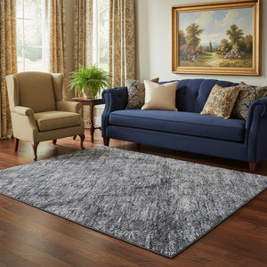 HomeRoots 5' X 8' Washable Blue and Gray Abstract Area Rug – Durable, UV Protected, Perfect for Any Room! 696262