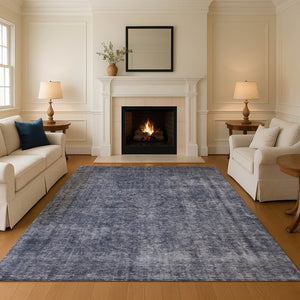 HomeRoots 5' X 8' Washable Blue and Gray Abstract Area Rug – Durable, UV Protected, Perfect for Any Room! 696262