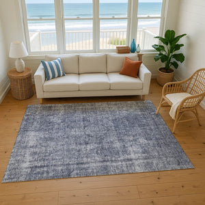 HomeRoots 5' X 8' Washable Blue and Gray Abstract Area Rug – Durable, UV Protected, Perfect for Any Room! 696262