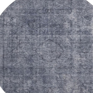 HomeRoots 8' Blue and Gray Abstract Round Rug – Washable, UV-Protected, Stylish & Durable for Modern Spaces 696263