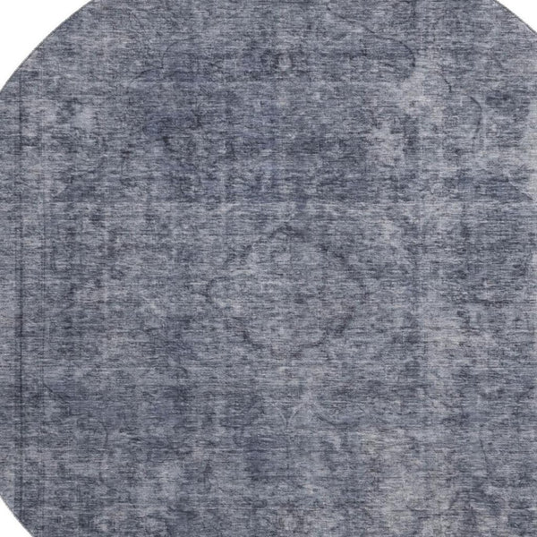 HomeRoots 8' Blue and Gray Abstract Round Rug – Washable, UV-Protected, Stylish & Durable for Modern Spaces 696263