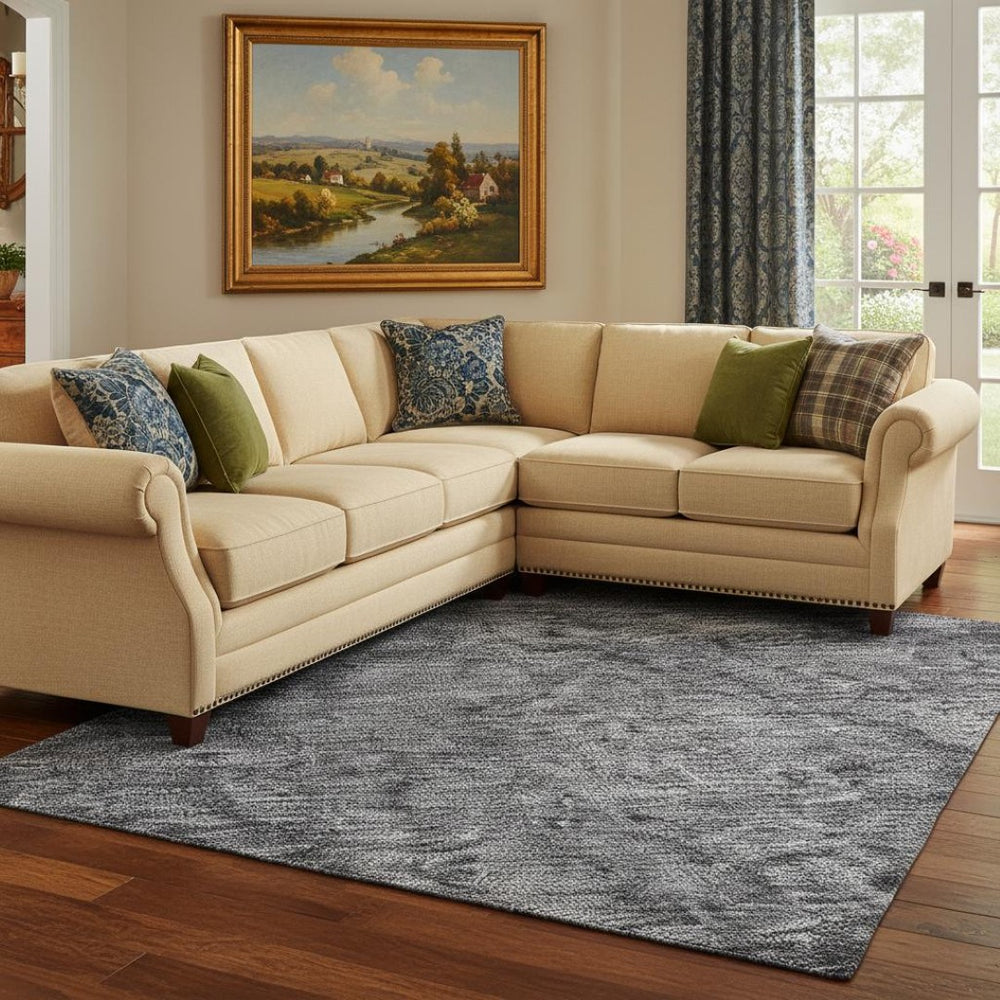 HomeRoots 8' X 10' Blue and Gray Abstract Washable Area Rug - UV Resistant, Soft, Stylish, and Durable Comfort 696264
