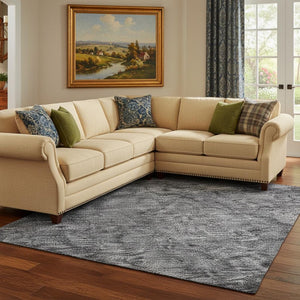 HomeRoots 8' X 10' Blue and Gray Abstract Washable Area Rug - UV Resistant, Soft, Stylish, and Durable Comfort 696264