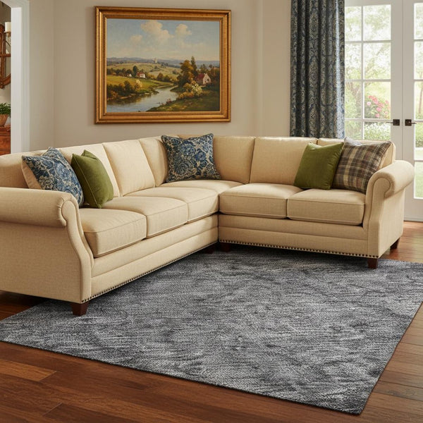 HomeRoots 8' X 10' Blue and Gray Abstract Washable Area Rug - UV Resistant, Soft, Stylish, and Durable Comfort 696264