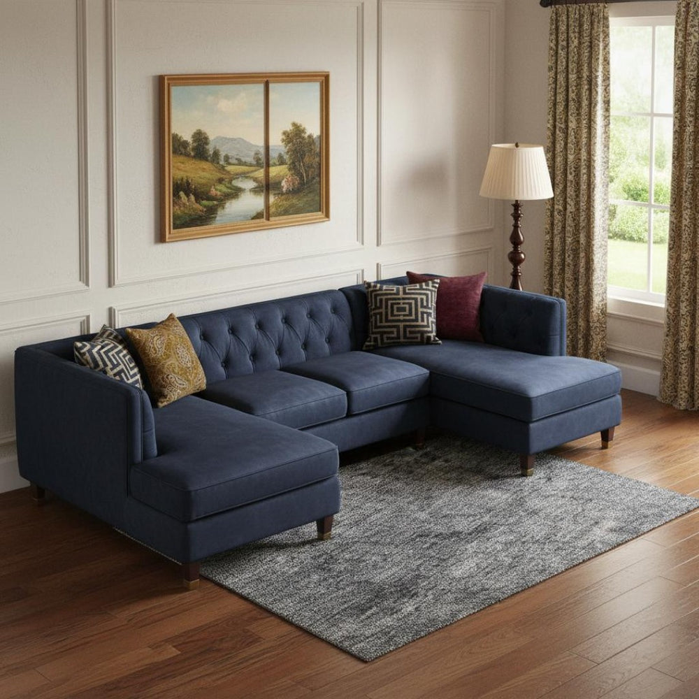 HomeRoots 9' X 12' Blue And Gray Abstract Area Rug - Washable, UV-Protected, Perfect for High-Traffic Rooms! 696265
