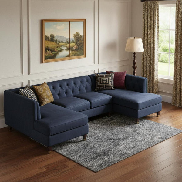 HomeRoots 9' X 12' Blue And Gray Abstract Area Rug - Washable, UV-Protected, Perfect for High-Traffic Rooms! 696265