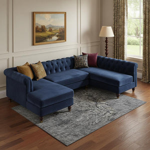 HomeRoots 10' Blue and Gray Abstract Washable Area Rug - UV Protected, Stain-Resistant, Durable & Stylish! 696266
