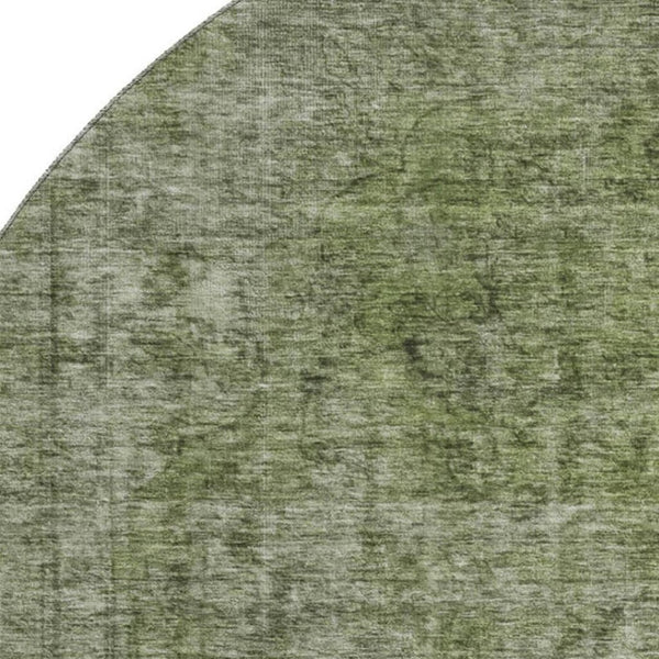 HomeRoots 8' Green and Silver Abstract Washable Round Rug - UV Protected, Stain-Resistant, Family-Friendly Design 696269