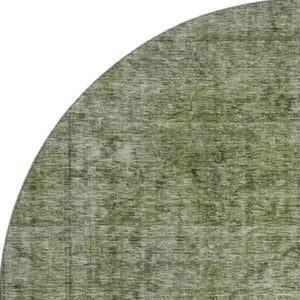HomeRoots 8' Green and Silver Abstract Washable Round Rug - UV Protected, Stain-Resistant, Family-Friendly Design 696269