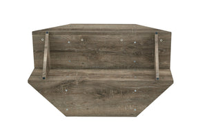 English Elm Tempered Glass Top Coffee Table with Carved Wood Grain Mdf Base and Open Storage W3875P387030