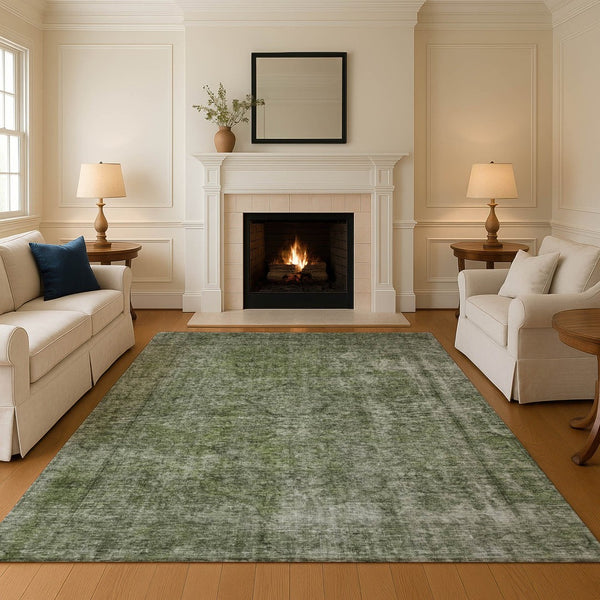 HomeRoots 10' X 14' Green and Silver Abstract Area Rug – Washable, UV Protected, and Stain-Resistant Design 696272