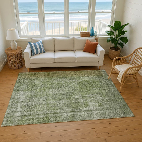 HomeRoots 10' X 14' Green and Silver Abstract Area Rug – Washable, UV Protected, and Stain-Resistant Design 696272
