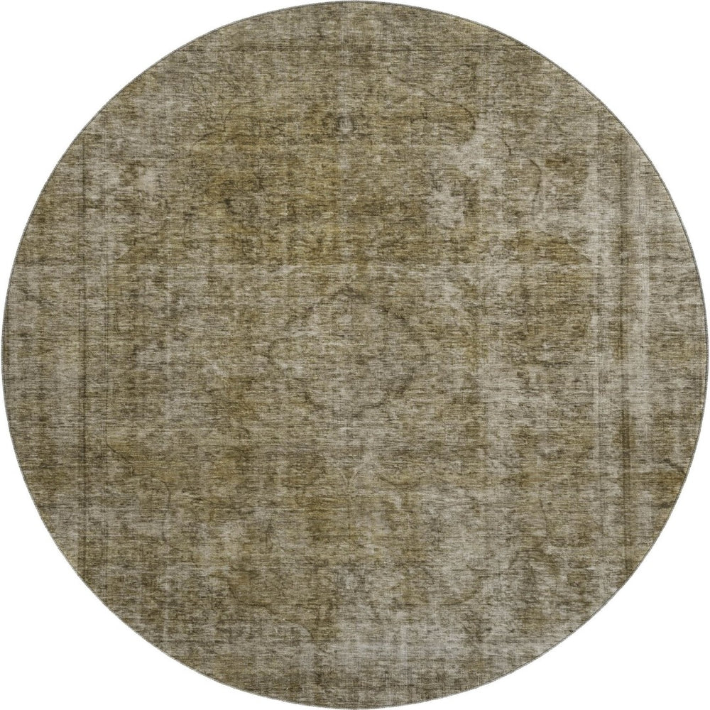 HomeRoots 8' Pewter and Silver Abstract Washable Round Rug - Stylish, Stain Resistant, UV Protected and Durable! 696275