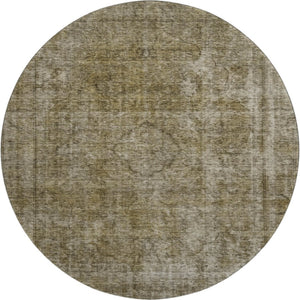 HomeRoots 8' Pewter and Silver Abstract Washable Round Rug - Stylish, Stain Resistant, UV Protected and Durable! 696275