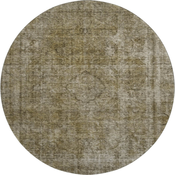 HomeRoots 8' Pewter and Silver Abstract Washable Round Rug - Stylish, Stain Resistant, UV Protected and Durable! 696275