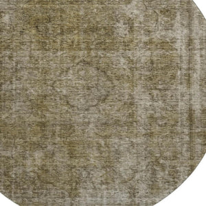 HomeRoots 8' Pewter and Silver Abstract Washable Round Rug - Stylish, Stain Resistant, UV Protected and Durable! 696275