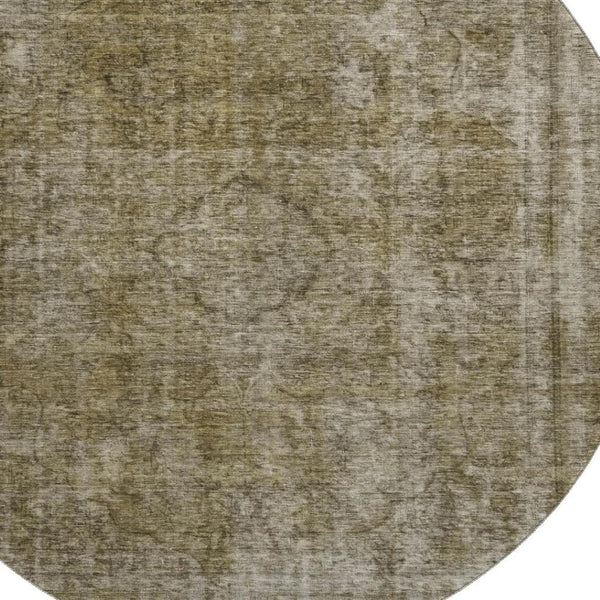 HomeRoots 8' Pewter and Silver Abstract Washable Round Rug - Stylish, Stain Resistant, UV Protected and Durable! 696275