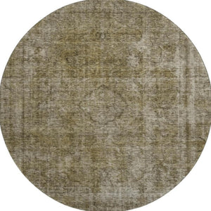HomeRoots 8' Pewter and Silver Abstract Washable Round Rug - Stylish, Stain Resistant, UV Protected and Durable! 696275