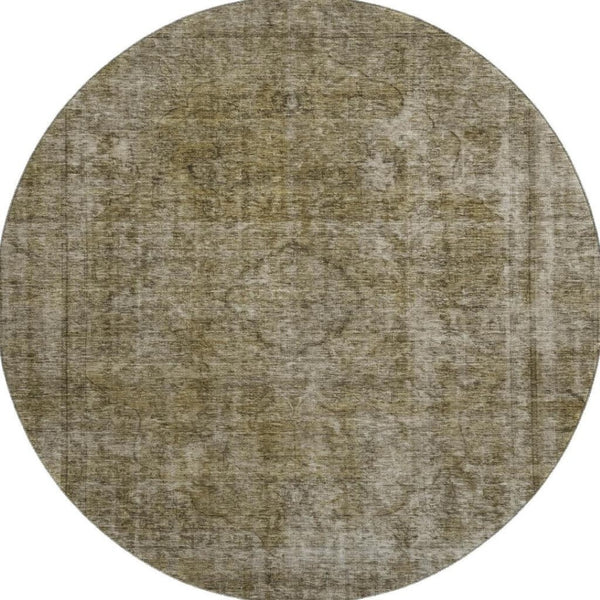 HomeRoots 8' Pewter and Silver Abstract Washable Round Rug - Stylish, Stain Resistant, UV Protected and Durable! 696275