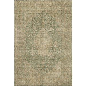HomeRoots 5' X 8' Artichoke Green Medallion Area Rug - Washable, UV Protected, Stain Resistant for Homes! 696280