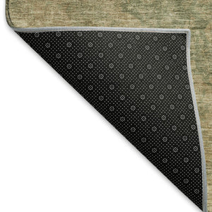 HomeRoots 5' X 8' Artichoke Green Medallion Area Rug - Washable, UV Protected, Stain Resistant for Homes! 696280