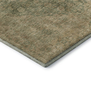 HomeRoots 5' X 8' Artichoke Green Medallion Area Rug - Washable, UV Protected, Stain Resistant for Homes! 696280