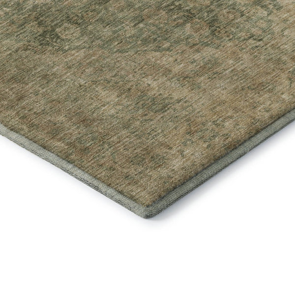 HomeRoots 5' X 8' Artichoke Green Medallion Area Rug - Washable, UV Protected, Stain Resistant for Homes! 696280