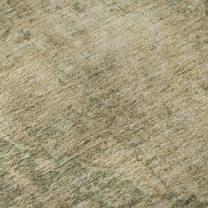 HomeRoots 5' X 8' Artichoke Green Medallion Area Rug - Washable, UV Protected, Stain Resistant for Homes! 696280
