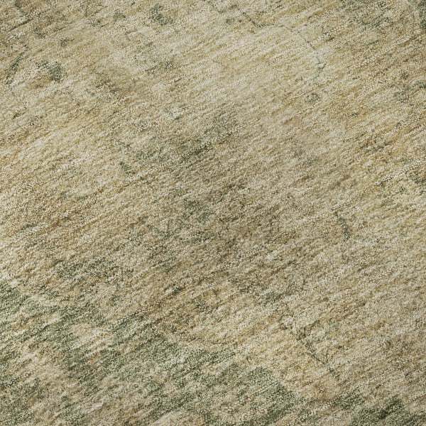 HomeRoots 5' X 8' Artichoke Green Medallion Area Rug - Washable, UV Protected, Stain Resistant for Homes! 696280