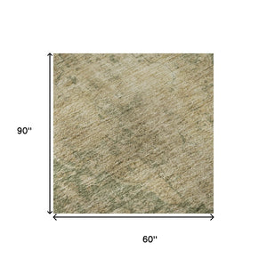 HomeRoots 5' X 8' Artichoke Green Medallion Area Rug - Washable, UV Protected, Stain Resistant for Homes! 696280