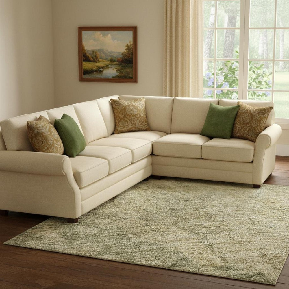 HomeRoots 8' X 10' Artichoke Green Medallion Area Rug - Washable, UV-Protected, Stain-Resistant Elegance 696282