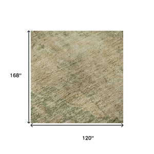 HomeRoots 10' X 14' Artichoke Green Medallion Area Rug – Durable, Washable, UV Protected, Family-Friendly Design 696284
