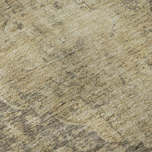 HomeRoots 8' Brown Beige and Taupe Medallion Washable Round Rug - Durable, UV-Protected, Stylish & Easy Care 696287