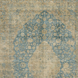 HomeRoots 5' X 8' Washable Medallion Area Rug in Blue, Beige & Taupe - UV Protection, Stain Resistant & Stylish 696292