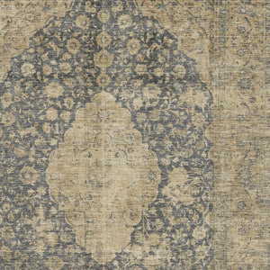 HomeRoots 5' X 8' Charcoal Gray & Beige Medallion Area Rug - Durable, Stain-Resistant with UV Protection! 696298