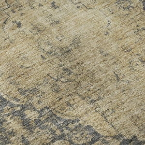 HomeRoots 8' Charcoal Gray & Beige Medallion Washable Round Rug - UV Protected, Stain Resistant, Durable Design 696299