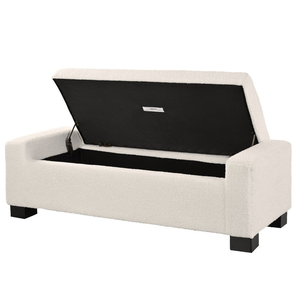 English Elm 50" Upholstered Storage Bench Textured Fabric Hinged Lid Birch Legs Bedroom Entryway N767P397108B