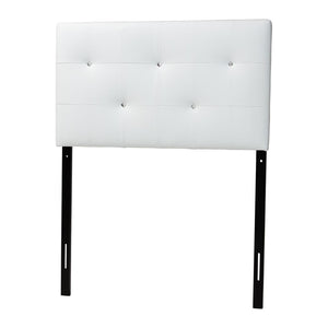 Baxton Studio Baxton Kirchem Twin Size Headboard in White Faux Leather with Crystal Tufting for Modern Bedrooms BBT6432-White-Twin HB