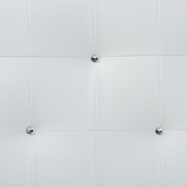 Baxton Studio Baxton Kirchem Twin Size Headboard in White Faux Leather with Crystal Tufting for Modern Bedrooms BBT6432-White-Twin HB