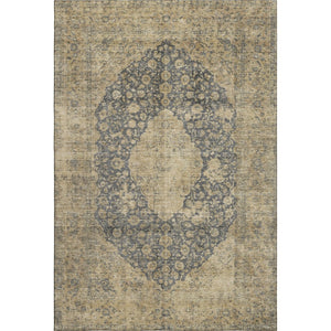 HomeRoots 8' X 10' Stylish Charcoal Gray & Beige Medallion Area Rug - Durable, Washable, UV Protected Design 696300