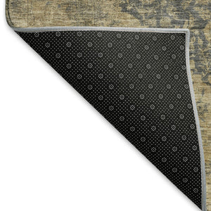 HomeRoots 9' Charcoal Gray & Beige Medallion Area Rug - Washable, UV-Protected, Stain-Resistant Comfort for Homes 696301